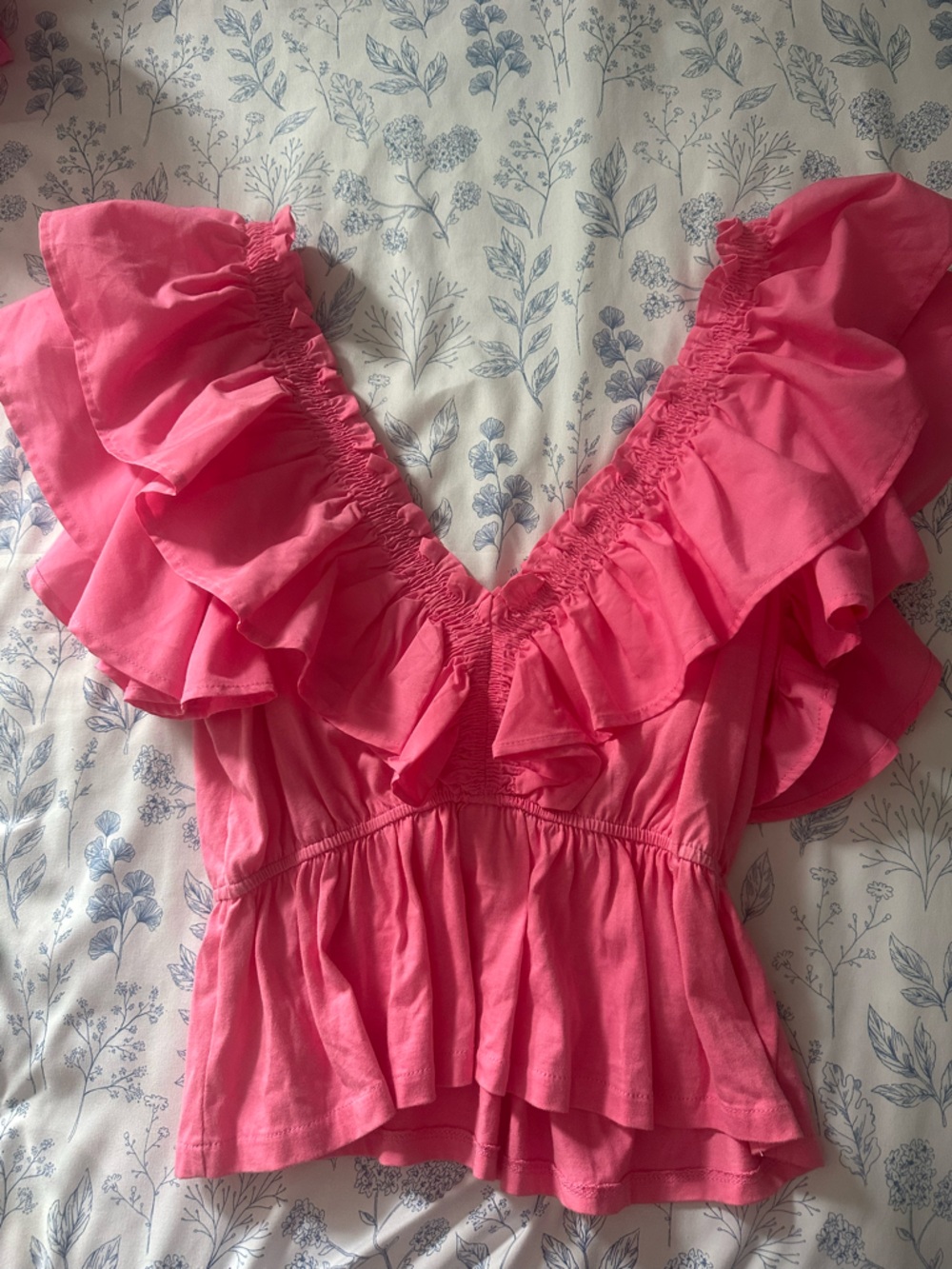 Ruffled Pink Off-Shoulder Top